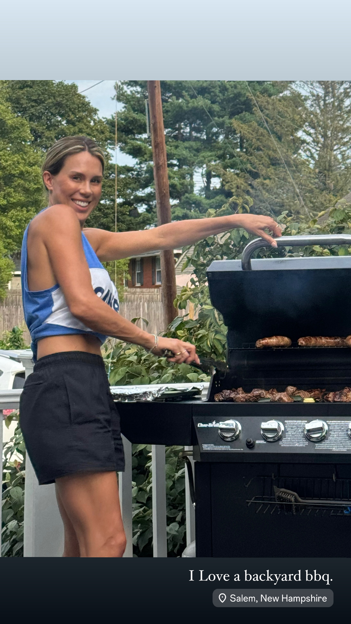 Firing up a backyard barbecue in Salem, New Hampshire
