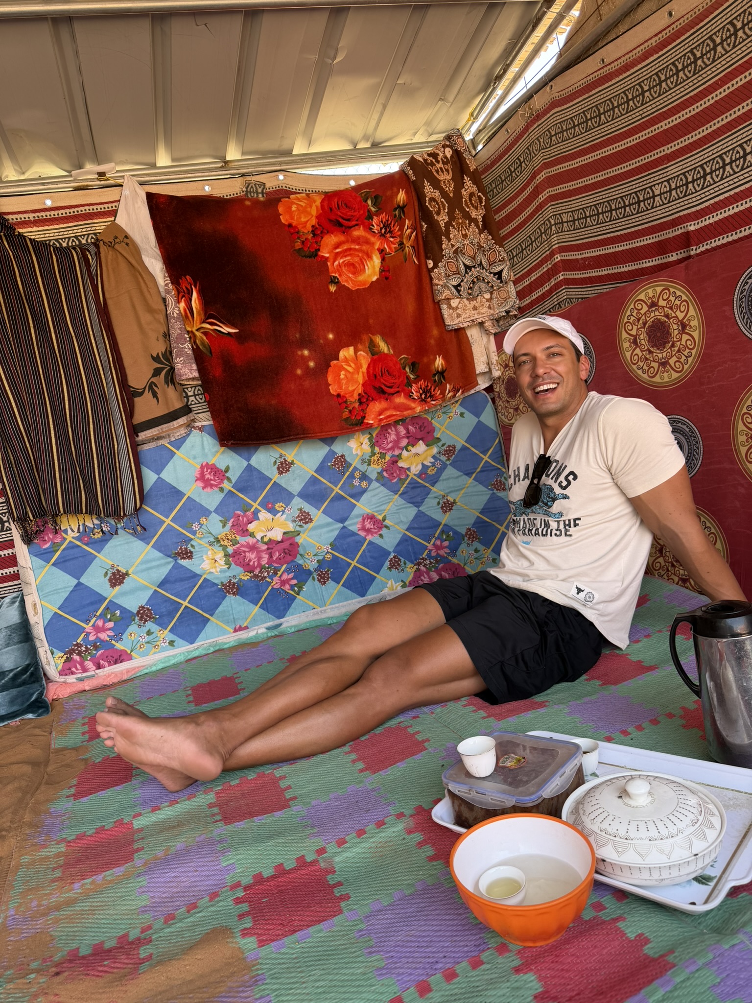 Relaxing in the Bedouin tent