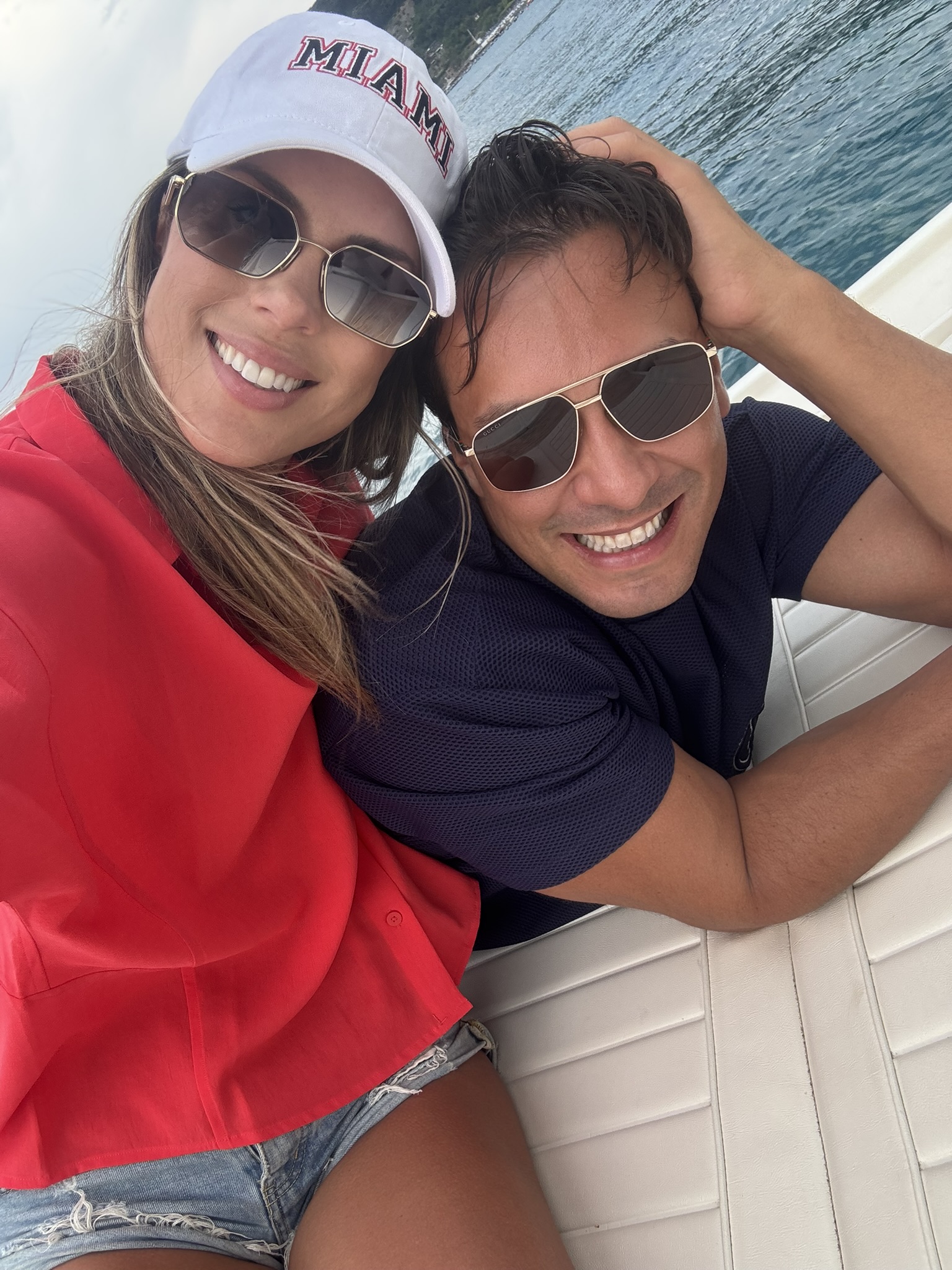 A selfie on the boat along the coast