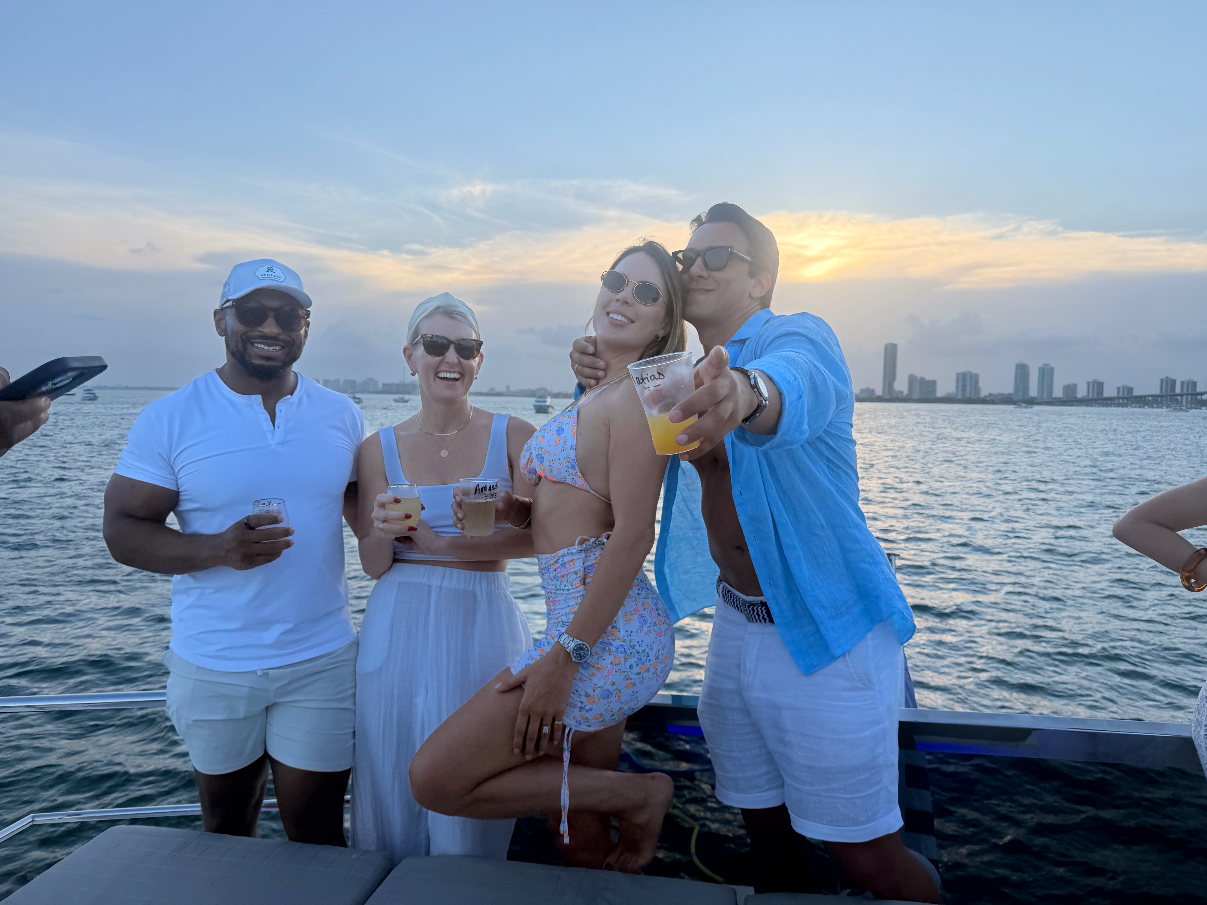 Sunset selfie on the boat with friends