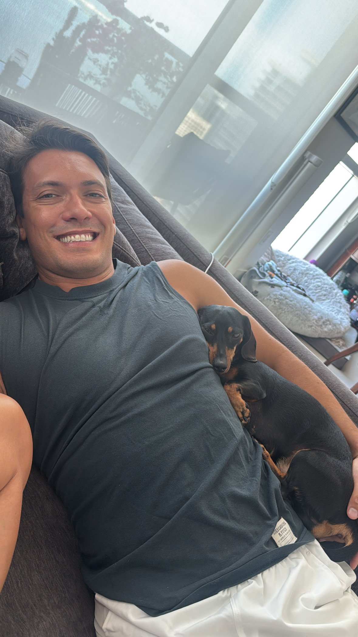 A quiet moment on the couch with the dog