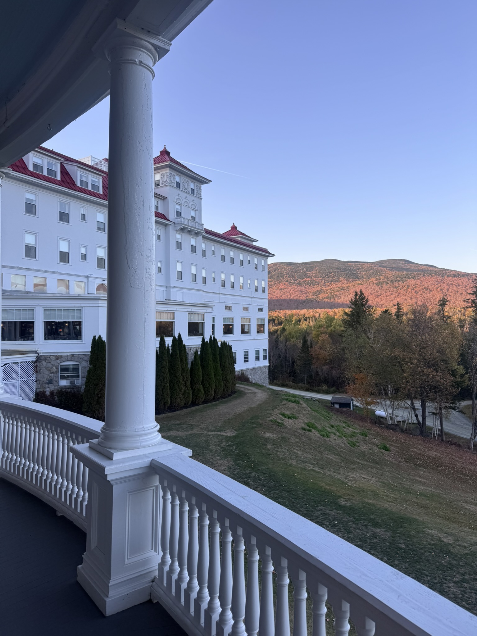 The mountain view from the hotel porch