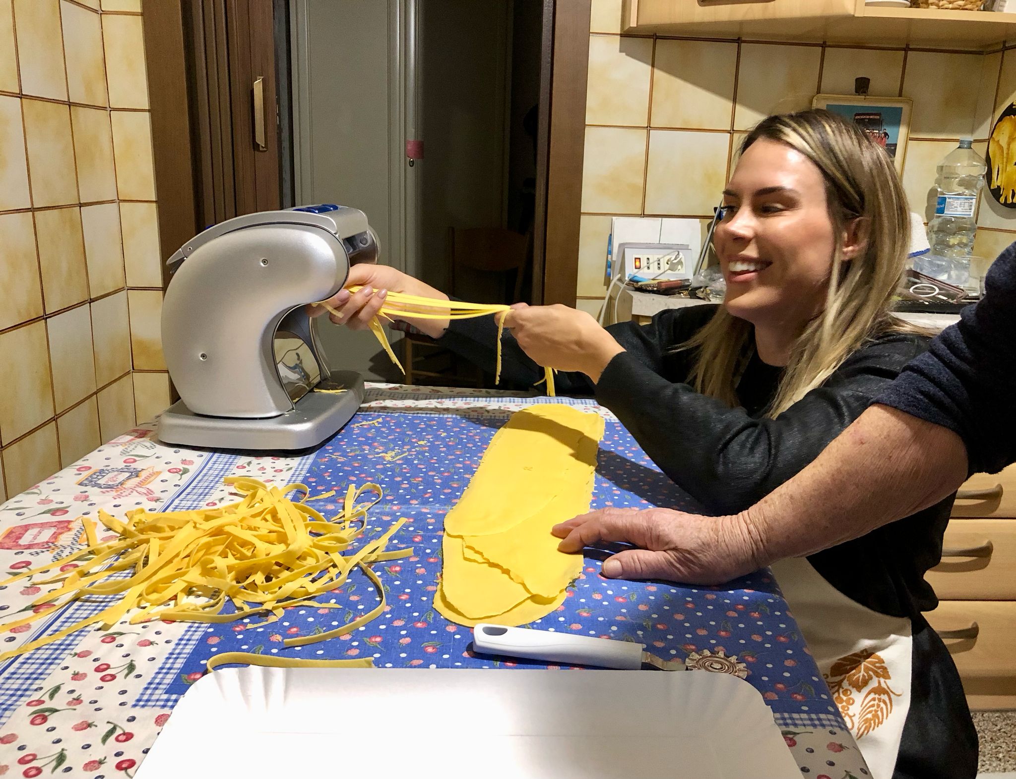 Rolling out tagliatelle by hand