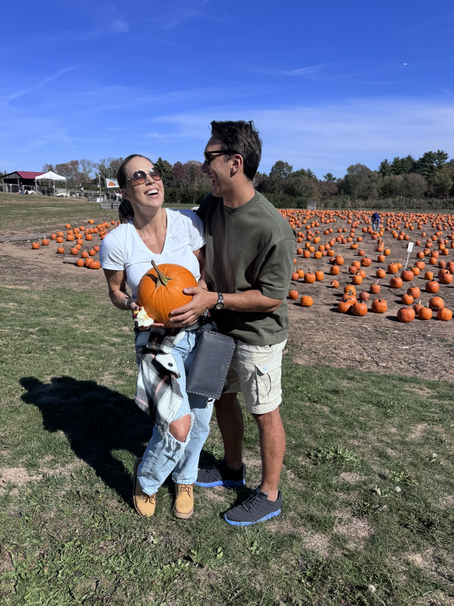 Picking pumpkins together