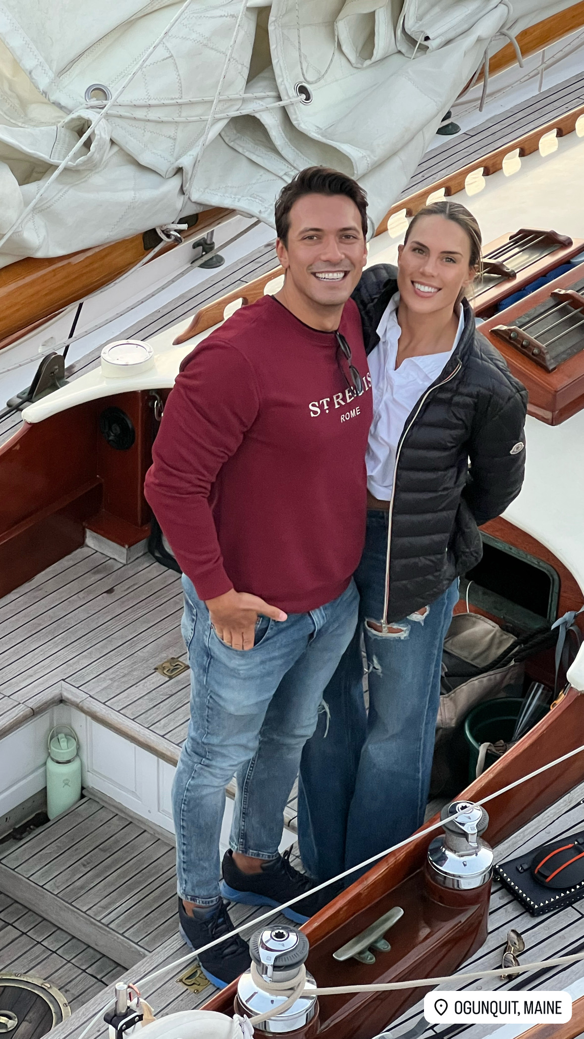 Aboard a classic wooden sailboat